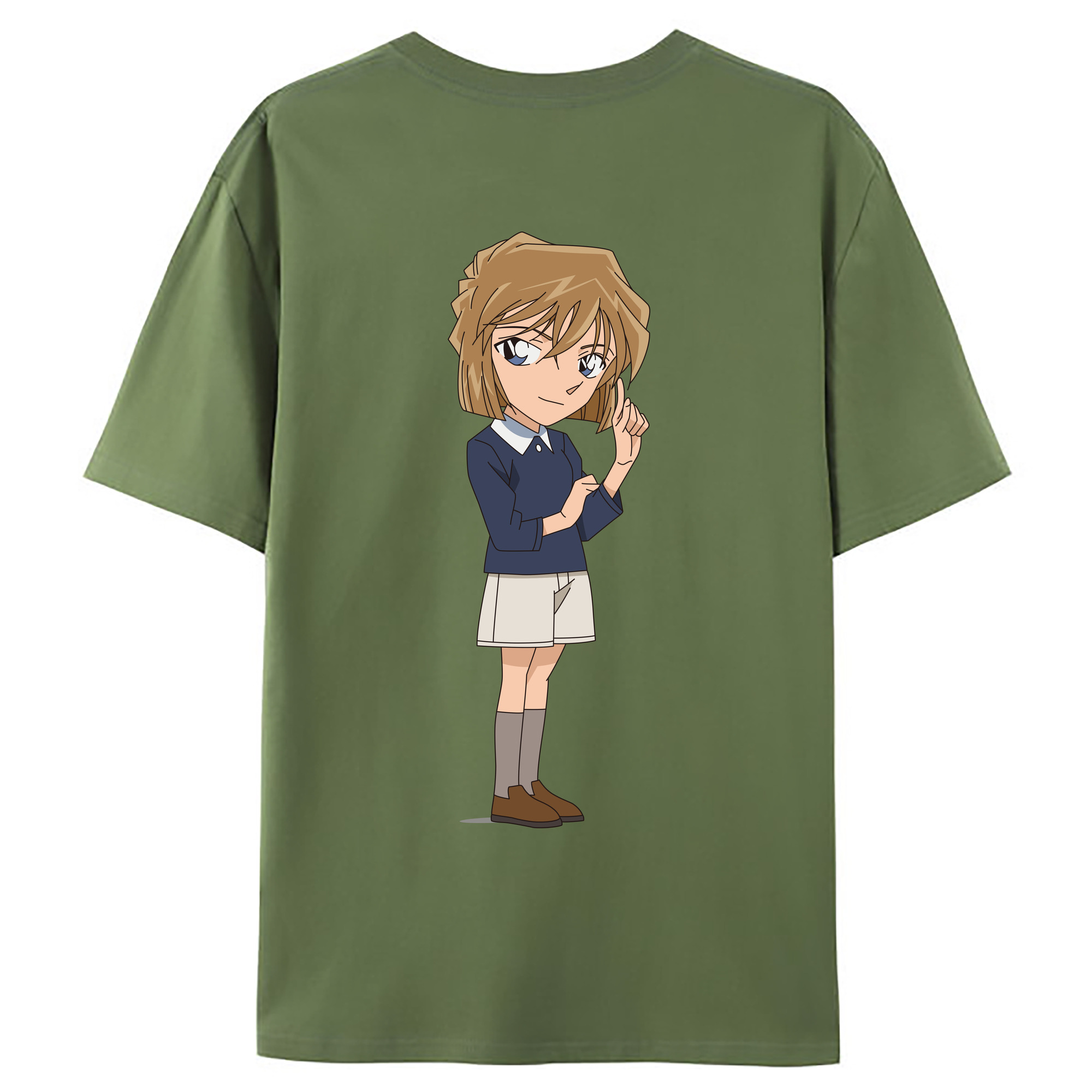 （画像用） 名探偵コナン 灰原 哀 はいばら あい Detective Conan Anita Hailey、Vi Graythorn Haibara Ai 綿100％ メンズ半袖Tシャツ（バックプリント） 通気性